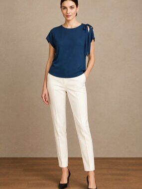 Maette Shoulder Slit Womens Top XL Elegant Polished Workwear Office Feminine